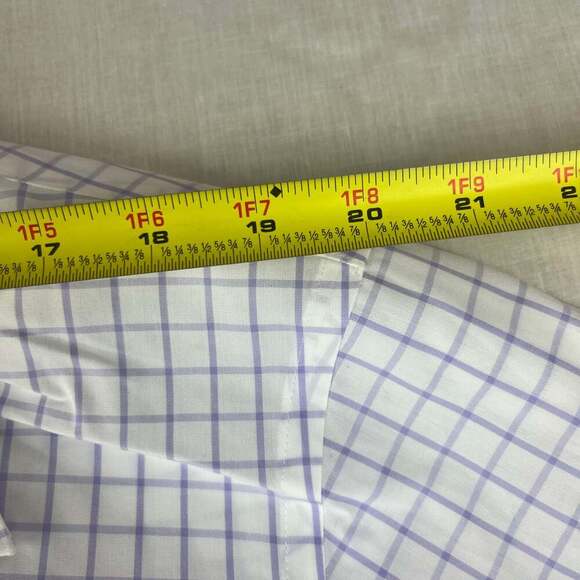 Brooks Brothers Regent Mens Size 17.5 32/33 White Purple Plaid Non Iron - Picture 3 of 11